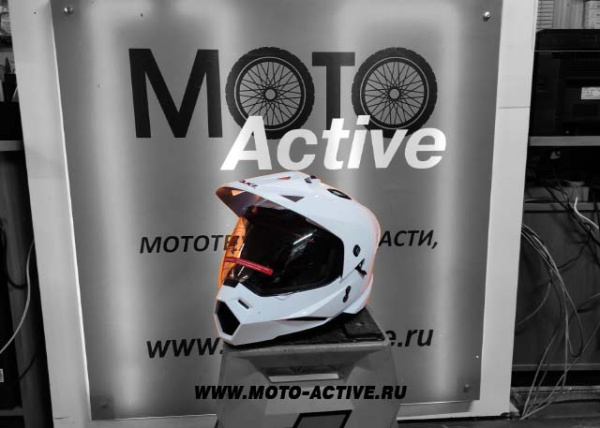 Шлем (мотард) Ataki JK802 Solid, белый глянцевый